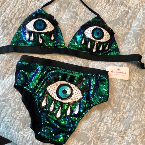 iHeartRaves Other - RaveWonderland Evil Eye Sequin 2 Piece Set
